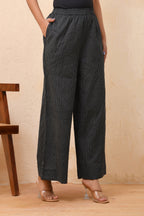 Vaasva Women Black Kantha Flared Pants | Grocsy