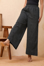 Vaasva Women Black Kantha Flared Pants | Grocsy