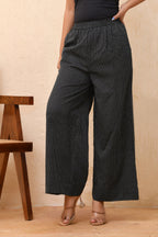 Vaasva Women Black Kantha Flared Pants | Grocsy