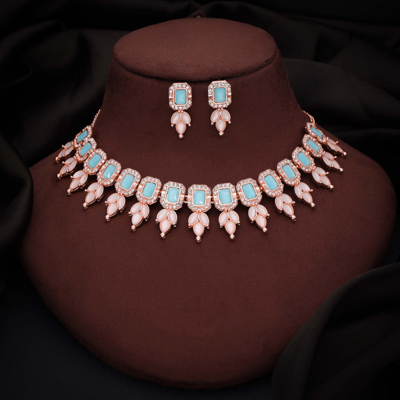 Tehzeeb Creationss Sky Blue Colour Choker With Stud | Grocsy