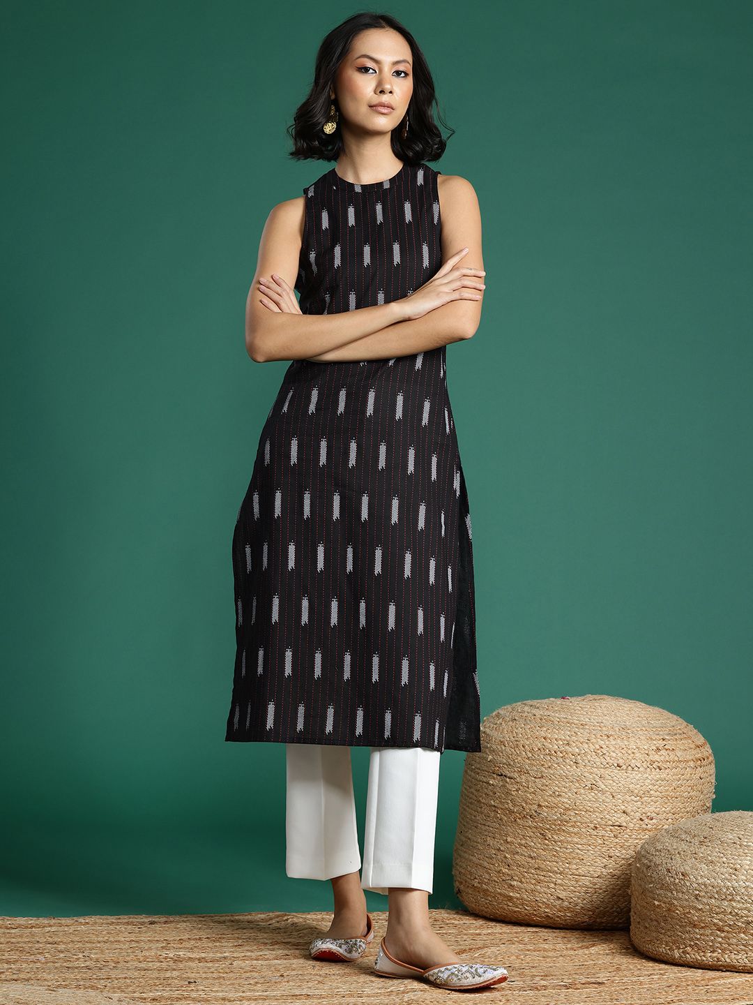 Sangria Women Geometric Printed Pure Cotton Kurta | Grocsy