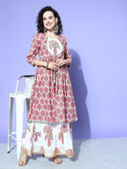 All About You Women White Floral Printed Regular Gotta Patti Pure Cotton Kurta with Skirt & With Dupatta | Grocsy