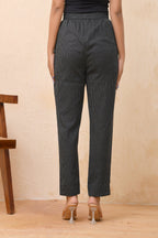 Vaasva Women Black Kantha Straight Fit Pants | Grocsy