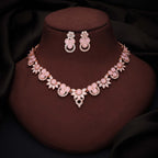 Tehzeeb Creations Gold Pleate Baby Pink Choker Necklace With Stud | Grocsy