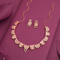 Tehzeeb Creations Gold Pleate Baby Pink Choker Necklace With Stud | Grocsy