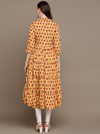 HERE&NOW Ethnic Motifs Printed Shirt Collar Pure Cotton Anarkali Kurta | Grocsy