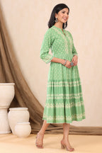 Juniper Green Viscose Rayon Dress | Grocsy