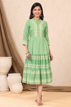 Juniper Green Viscose Rayon Dress | Grocsy