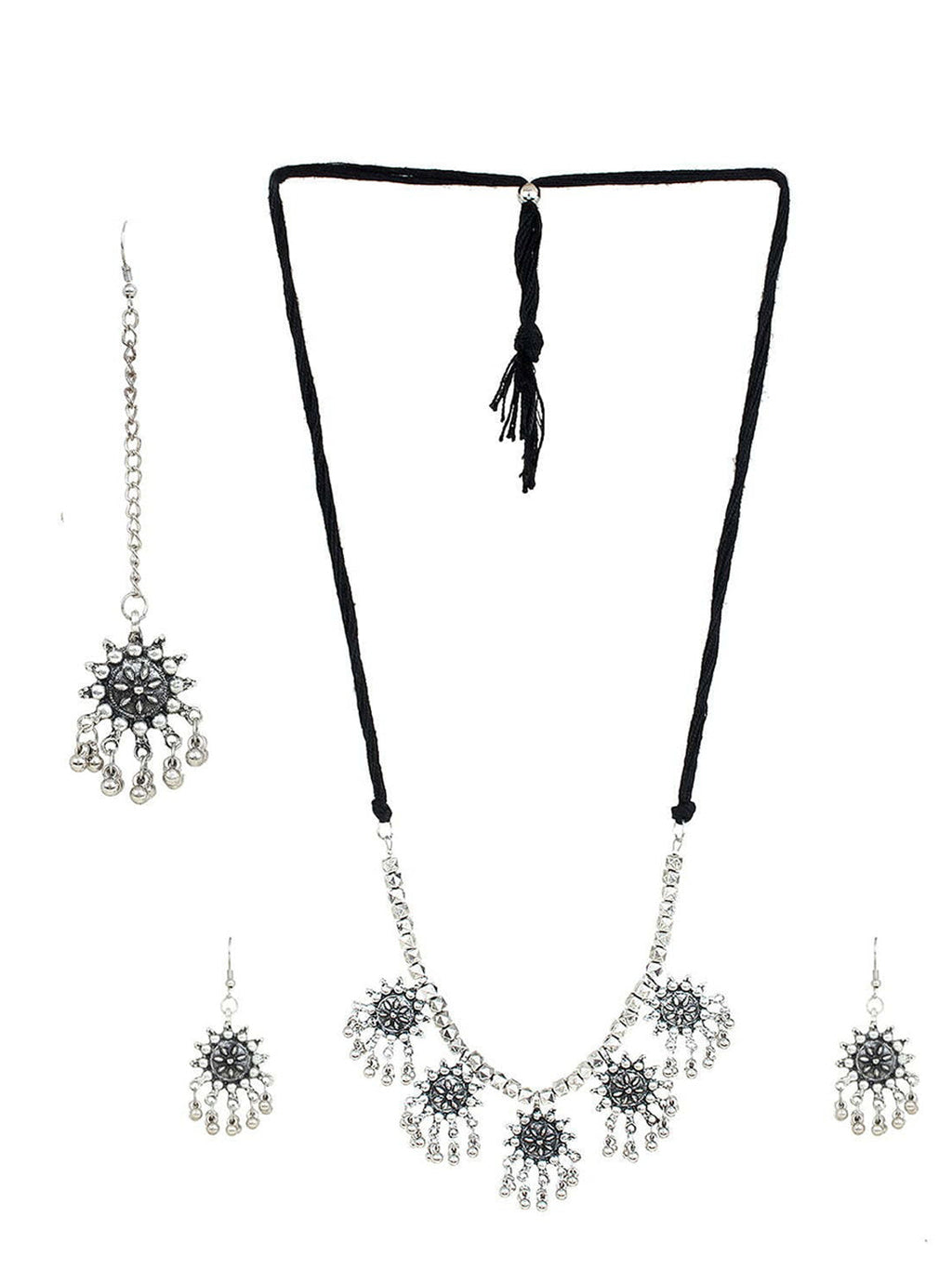 Cardinal Silver-Toned Oxidised Jewellery Set