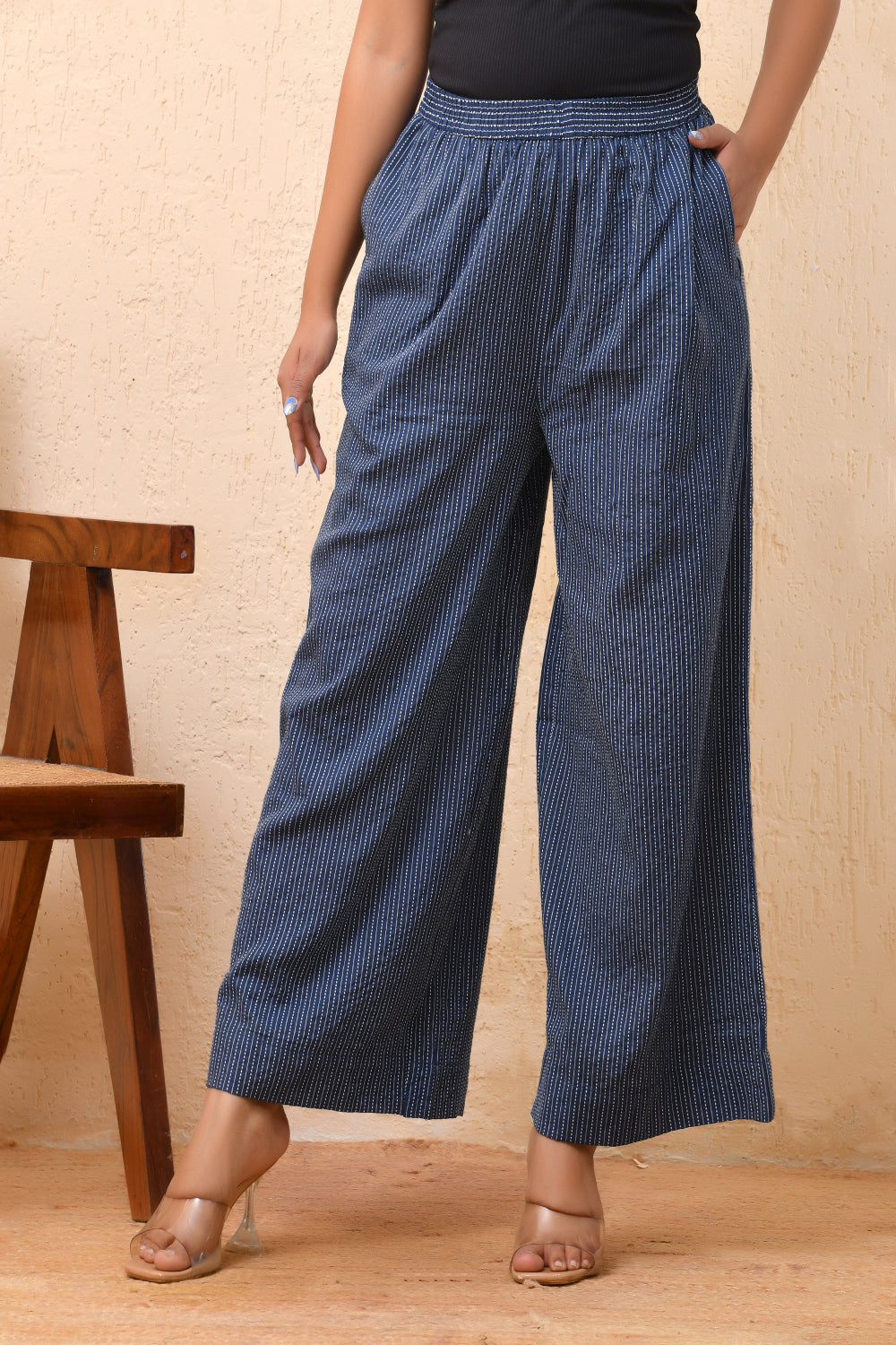 Vaasva Women Royal Blue Palazzo Pants | Grocsy