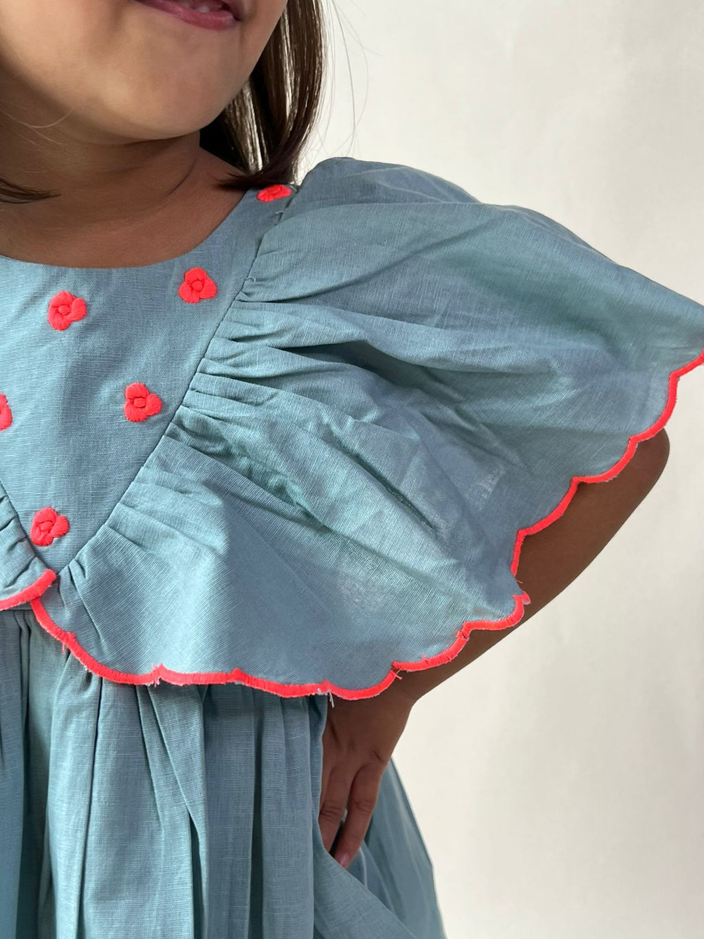 ArthLife Pale Blue Neon Embroidered Dress | Grocsy