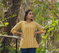 Juniper Women Yellow Georgette Printed High-Low Tunic | Grocsy