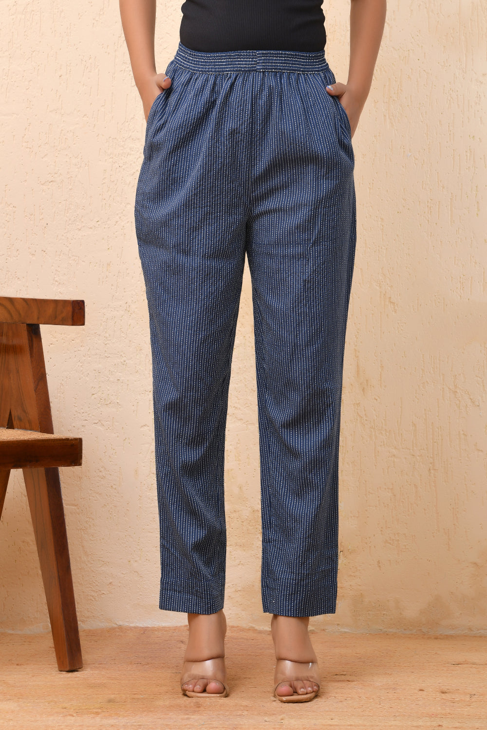 Vaasva Women Royal Blue Straight Pant | Grocsy