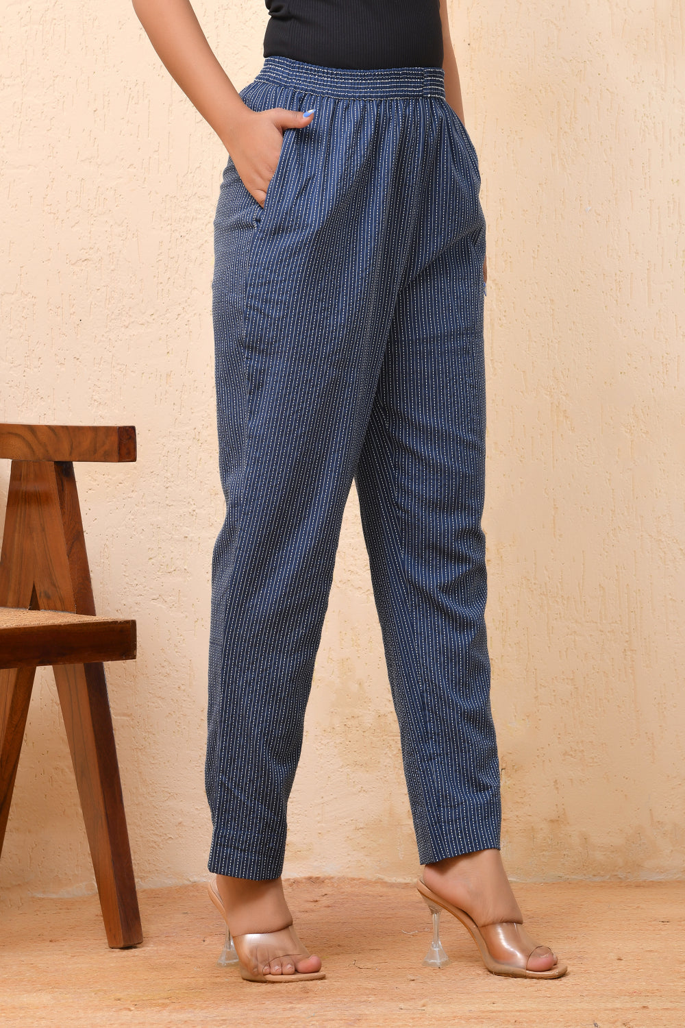 Vaasva Women Royal Blue Straight Pant | Grocsy