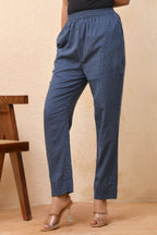 Vaasva Women Royal Blue Straight Pant | Grocsy