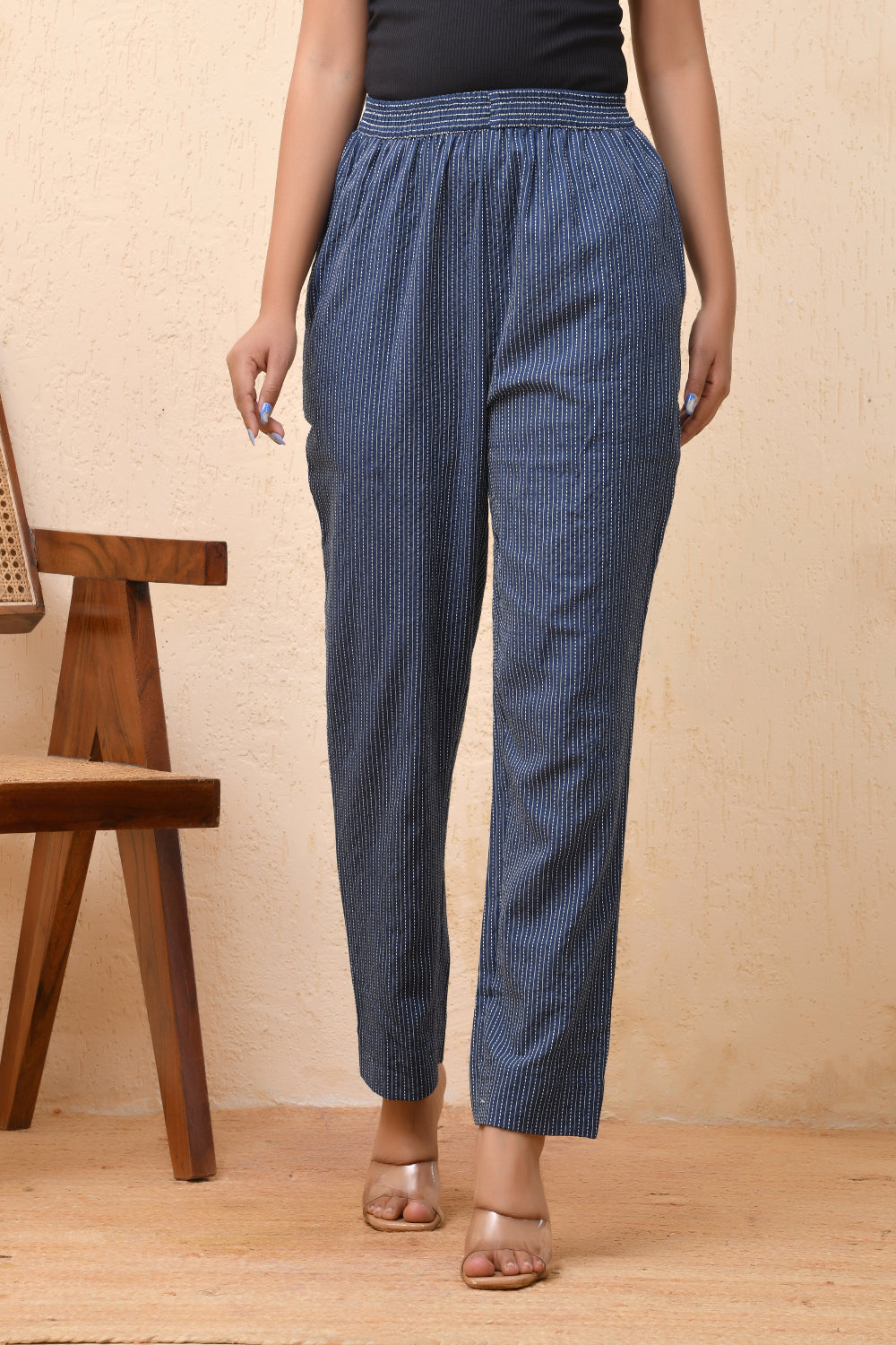 Vaasva Women Royal Blue Straight Pant | Grocsy