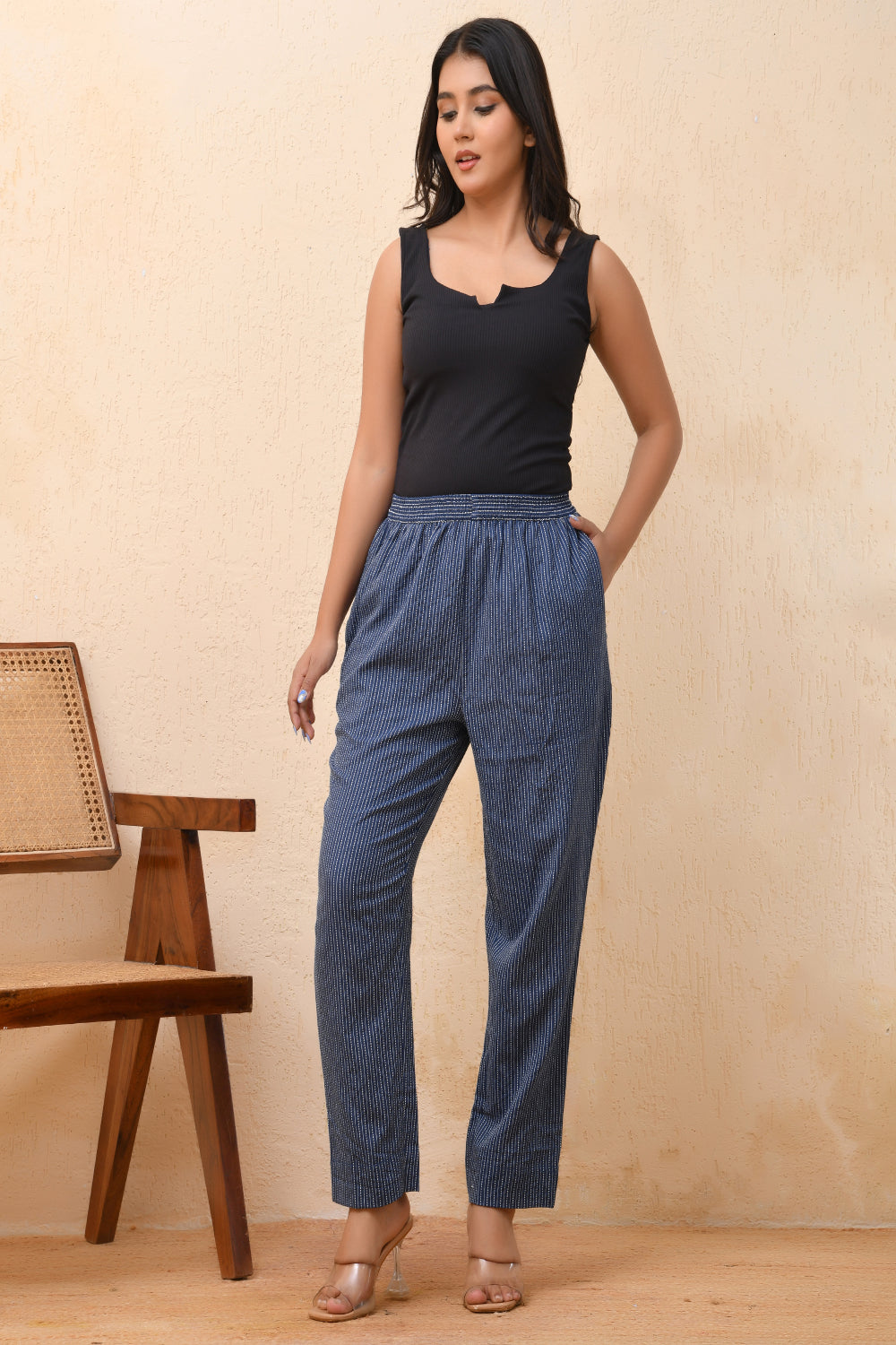 Vaasva Women Royal Blue Straight Pant | Grocsy