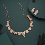Tehzeeb Creations Gold Pleate Sea Green Choker Necklace With Stud - Swadesiicart
