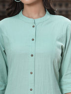 Juniper Women`s Green Cotton Flex Solid A-Line Kurta | Grocsy