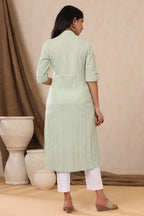 Juniper Womens Mint Cotton Flex Solid A-Line Kurta | Grocsy
