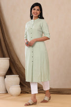 Juniper Womens Mint Cotton Flex Solid A-Line Kurta | Grocsy