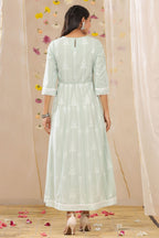 Juniper Womens Mint Rayon Gliter Printed Anarkali Dress | Grocsy
