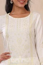 Juniper Womens Off White Rayon Placement Printed Straight Kurta | Grocsy