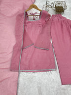 Lorenvalley Fashion Pink Crunchy Silk with Siroski Work with Fancy Lace Work Kurta Salwar with Dupatta | Grocsy
