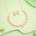 Tehzeeb Creations Gold Pleate White Choker Necklace With Stud | Grocsy