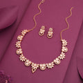 Tehzeeb Creations Gold Pleate White Choker Necklace With Stud | Grocsy