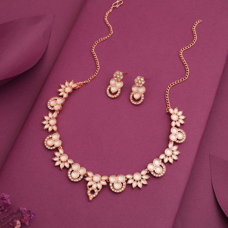 Tehzeeb Creations Gold Pleate White Choker Necklace With Stud | Grocsy