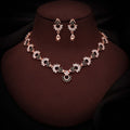 Tehzeeb Creations Gold-Polished Green Diamond Necklace With Earrings | Grocsy