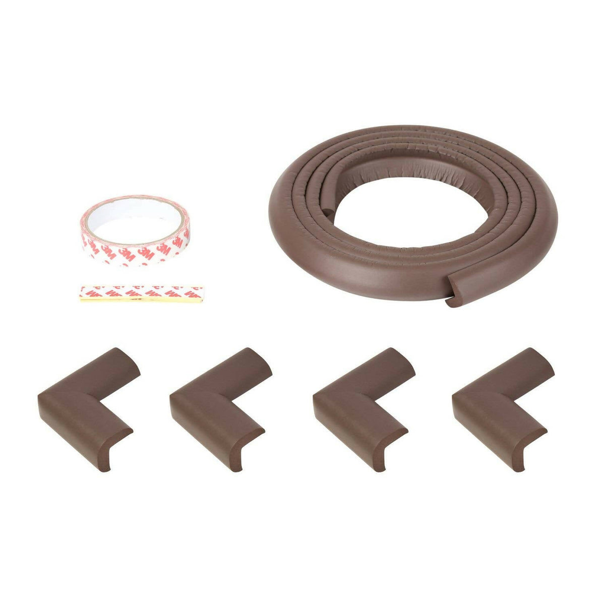 Safe-O-Kid Unique High Density L-Shaped 2 Mtr Long 1 Large Edge Guard With 4 Corner Cushions - Brown | Grocsy