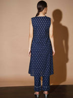 Myshka Women Blue Printed Kurta & Trousers | Grocsy