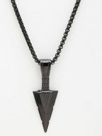 NVR Men's Black Arrow Shaped Rhodium Plated Pendant with Chain | Grocsy