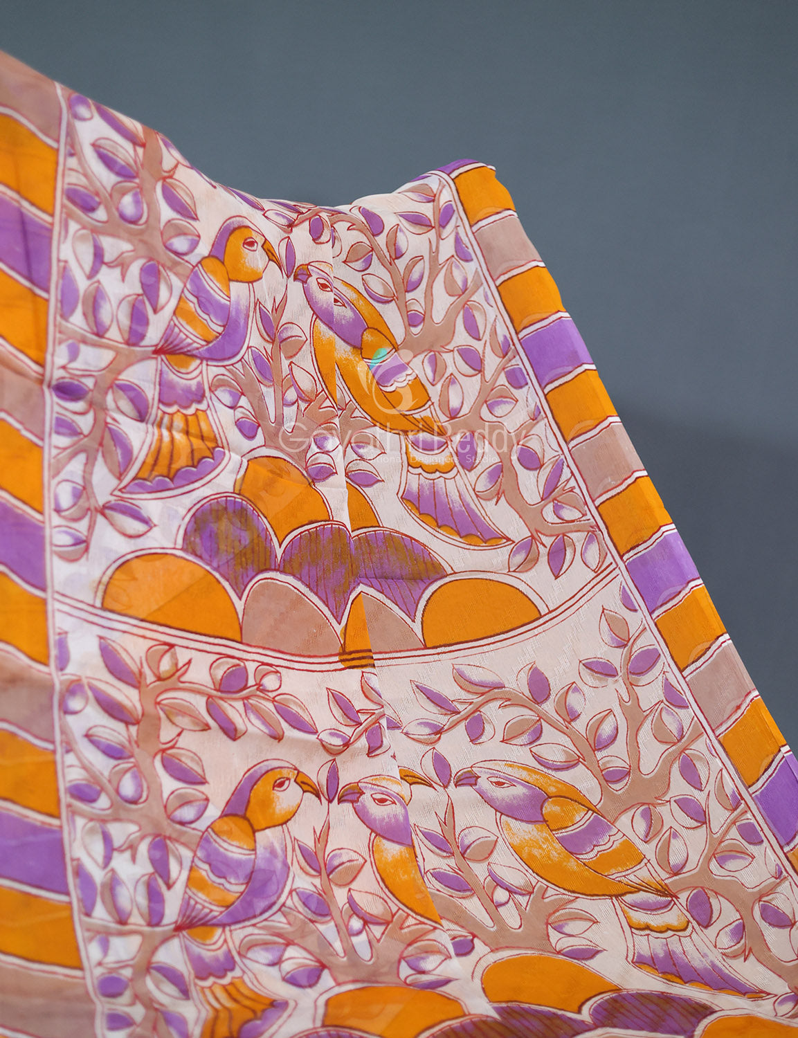 Shades Of Orange With Off-White Colour Leheriya Georgette Saree By Gayathri Reddy Designer Studio | Grocsy
