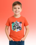 Chilins Round Orange Neck Printed Super Combed Cotton T-shirt | Grocsy