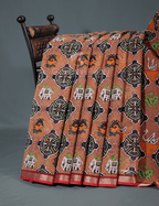 Shades of Light Chikoo Colour With Patola Design Pure Kota Cotton Saree By Gayathri Reddy Designer Studio | Grocsy