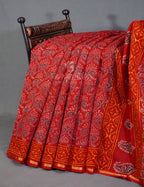 Shades of Red Chanderi Print Saree By Gayathri Reddy Designer Studio | Grocsy