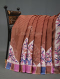 Chikoo With Off White Colour Leheriya Georgette Saree By Gayathri Reddy Designer Studio | Grocsy