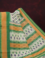 Combo of Off White and Mango Green Patan Patola Semi Chanderi Saree By Gayathri Reddy Designer Studio | Grocsy