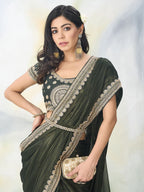 kasee Floral Embroidered Saree | Grocsy