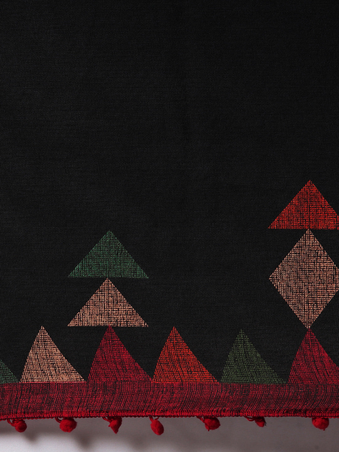 Tikhi Imli Black & Red Polycotton Printed Saree | Grocsy