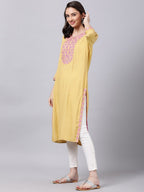 Souchii Women Blue Floral Yoke Design Grandeur & Majestic Artwork Kurta | Grocsy