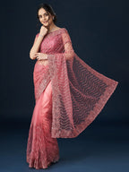 kasee Floral Embroidered Saree | Grocsy