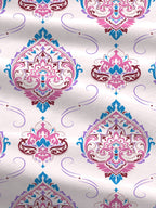 MYTRIDENT Moments Pink White Ethnic Pure Cotton 120 TC Queen Bedsheet Pillow Covers | Grocsy