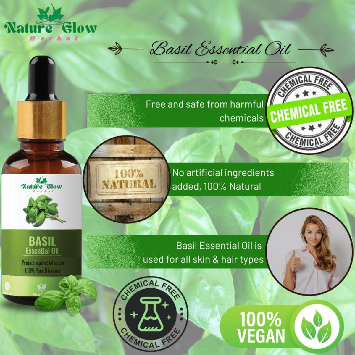 Nature Glow Herbal Basil Essential Oil | Grocsy
