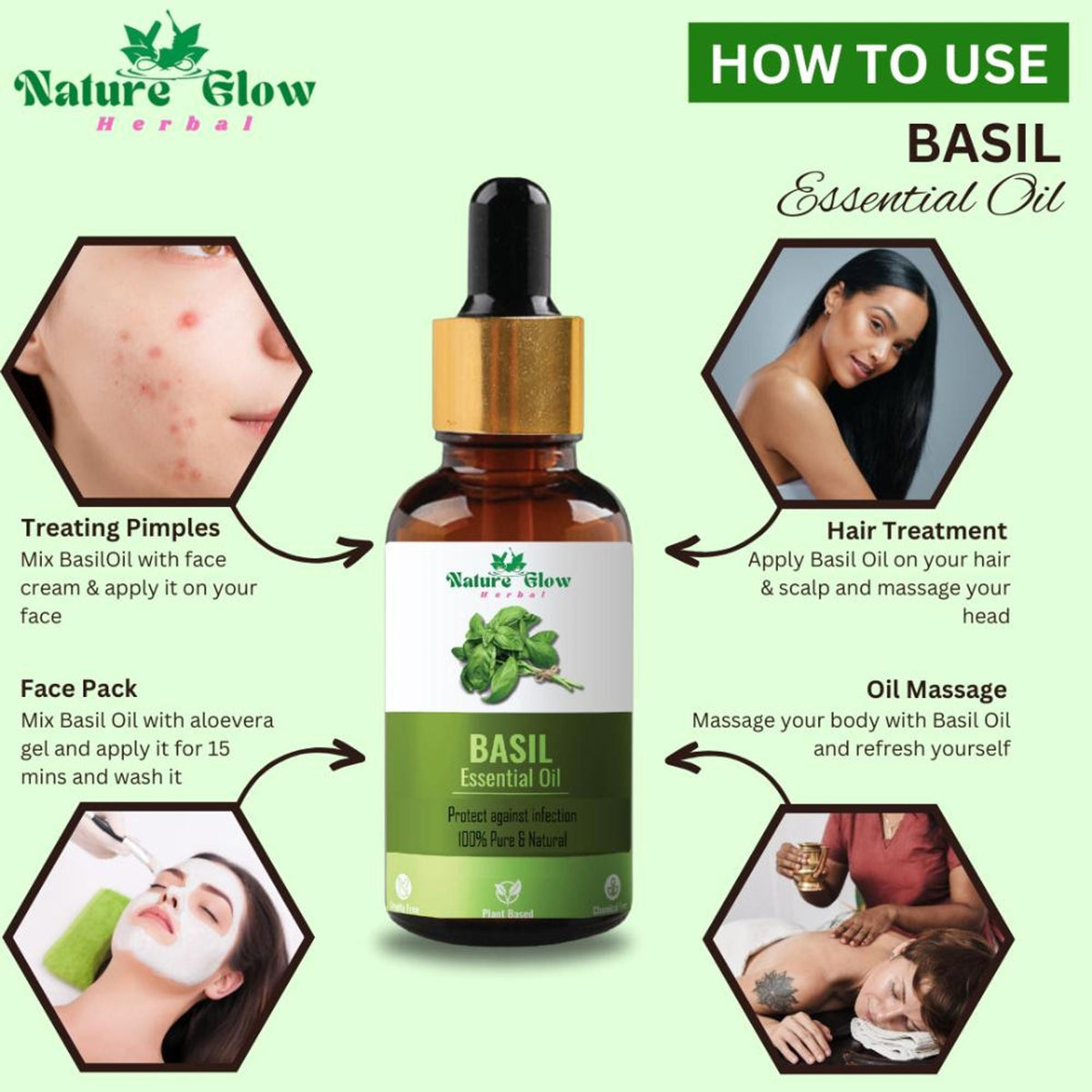 Nature Glow Herbal Basil Essential Oil | Grocsy
