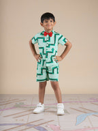 Snakes and Ladders Boys Green Table Print Shirt and Boxer Sets from Siblings Collection | Grocsy