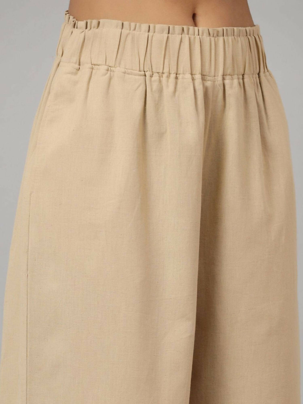 Juniper Women's Beige Cotton Flex Flared Culottes | Grocsy